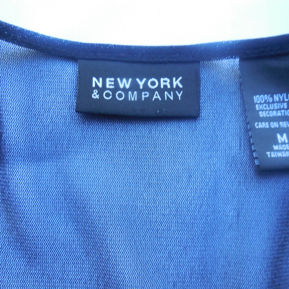 Blouse MEDIUM V-neck Slim Fit Top Medium Sheer Black Beaded long sleeve - Picture 4 of 5